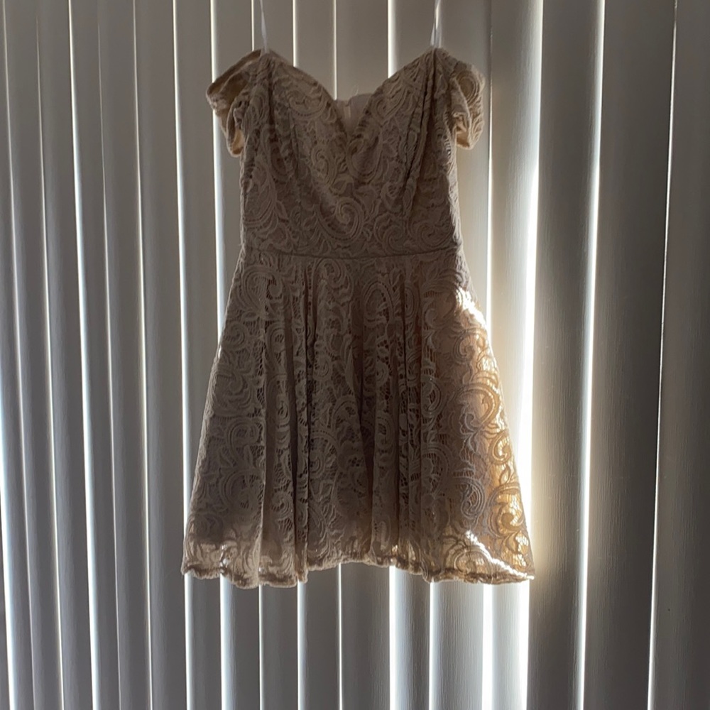 Gold, lace, and sparkly homecoming dress